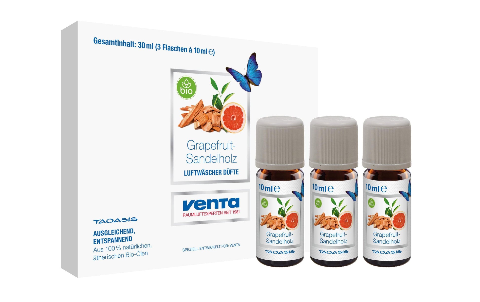 Venta Bio Grapefruit-Sandelholz – Duftöl, 3 × 10 ml