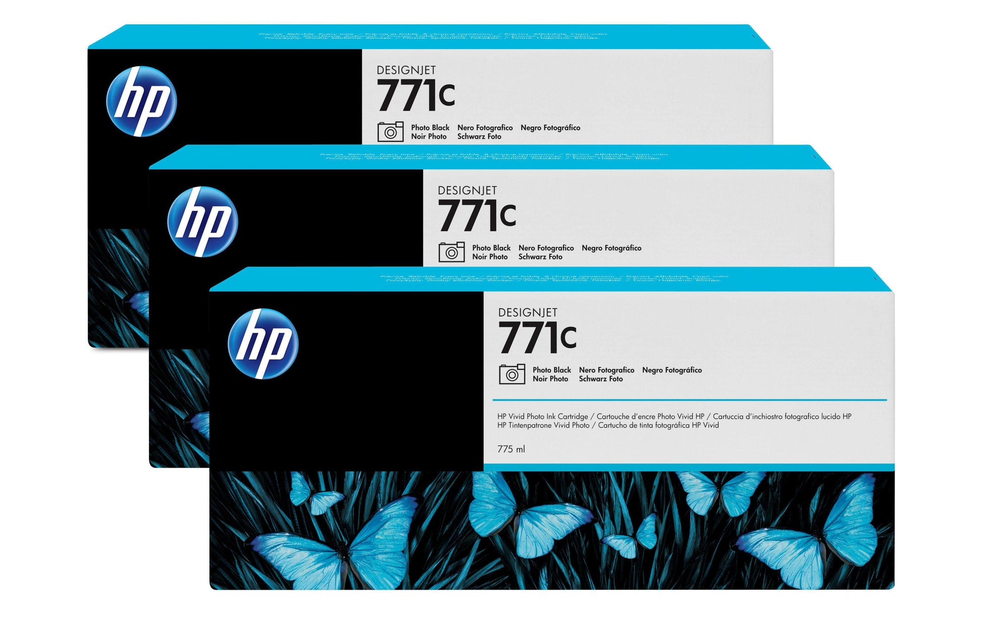 HP Tintenpatronen-Multipack 771C, Photo Black, 3er-Pack