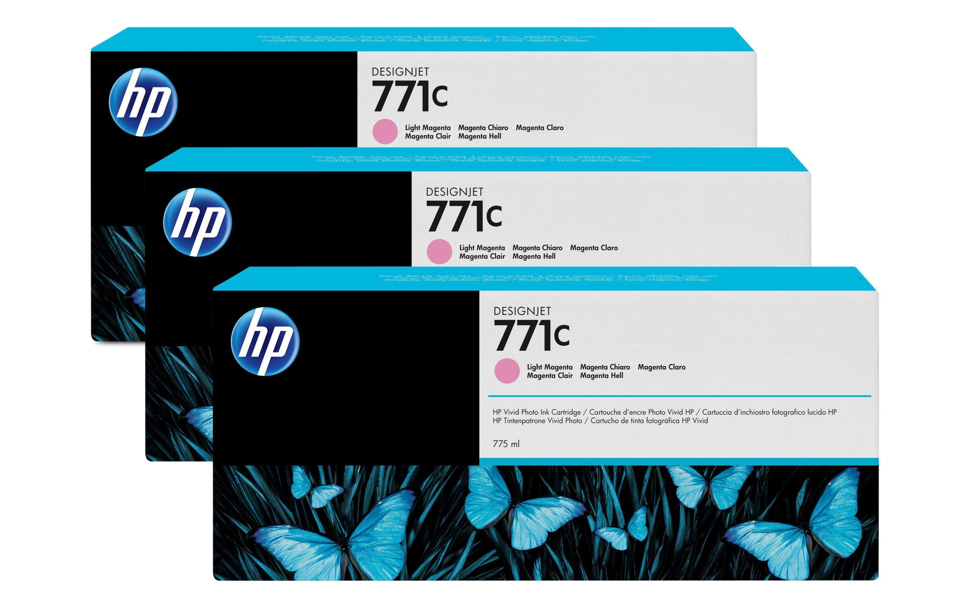 HP Tintenpatronen-Multipack 771C (B6Y35A), Helles Magenta, 3er-Pack, Original – für Designjet Z 6200 (42)