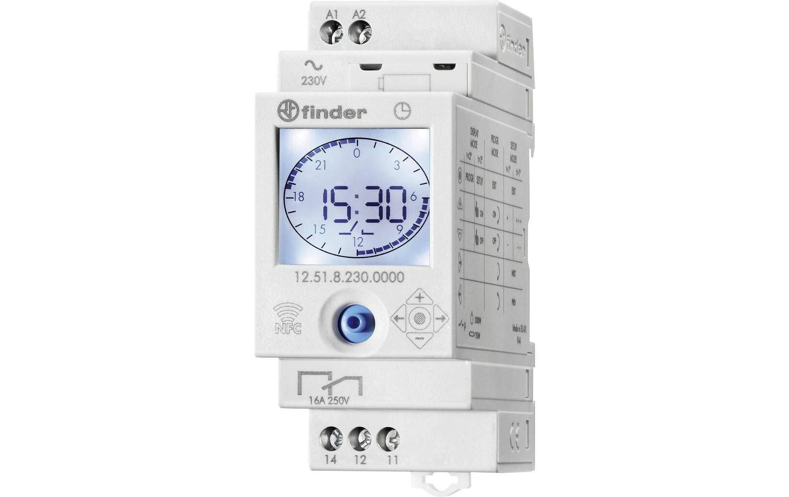 Finder Zeitschaltuhr (DIN-Schiene) – digital, Tages-Timer, IP20, 110–230 V – 12.51.8.230.0000