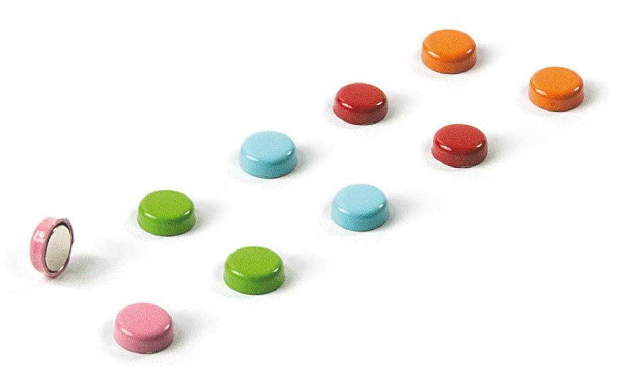 Trendform Tafelmagnete – Ø 6 mm – 10 Stück, mehrfarbig