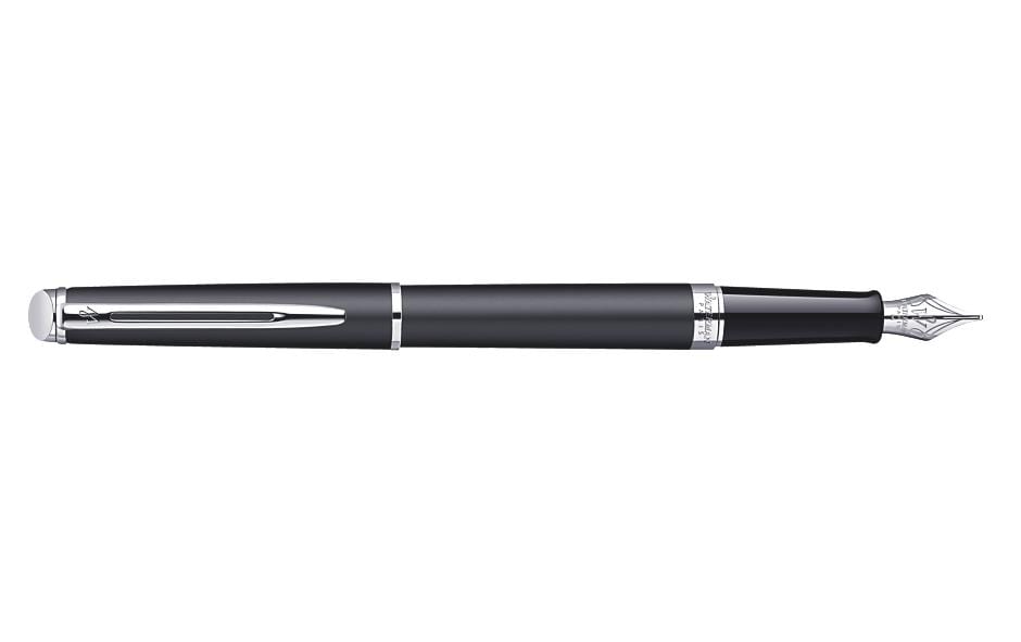 Waterman Hémisphère schwarz matt C.C. – Federspitze M – für Rechts- & Linkshänder – silber, blau – Patronen