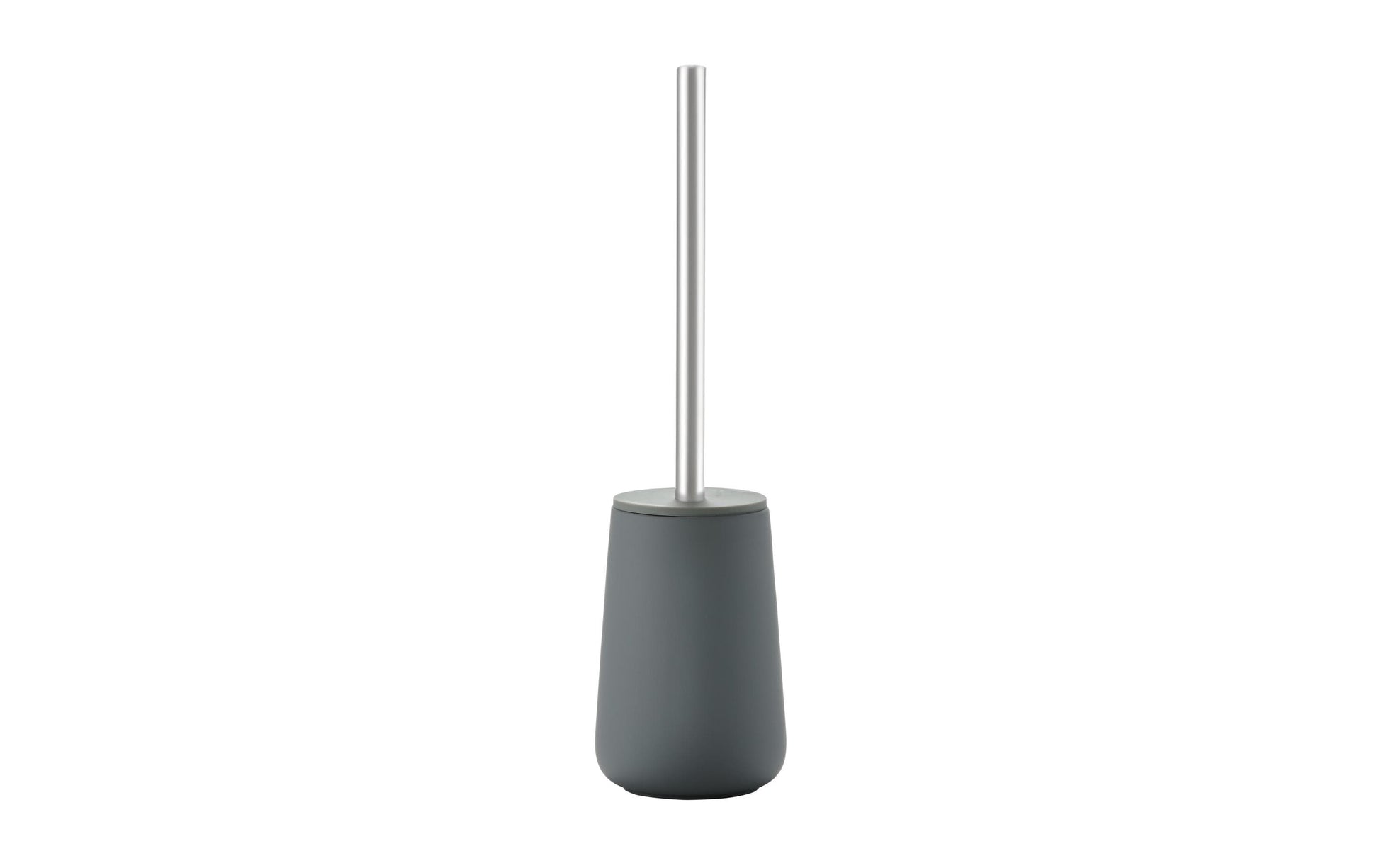 Zone Denmark WC-Bürstenset – Keramik, Grau, Edelstahl-Details, Soft-Touch-Oberfläche, H 37 cm, Ø 10,3 cm