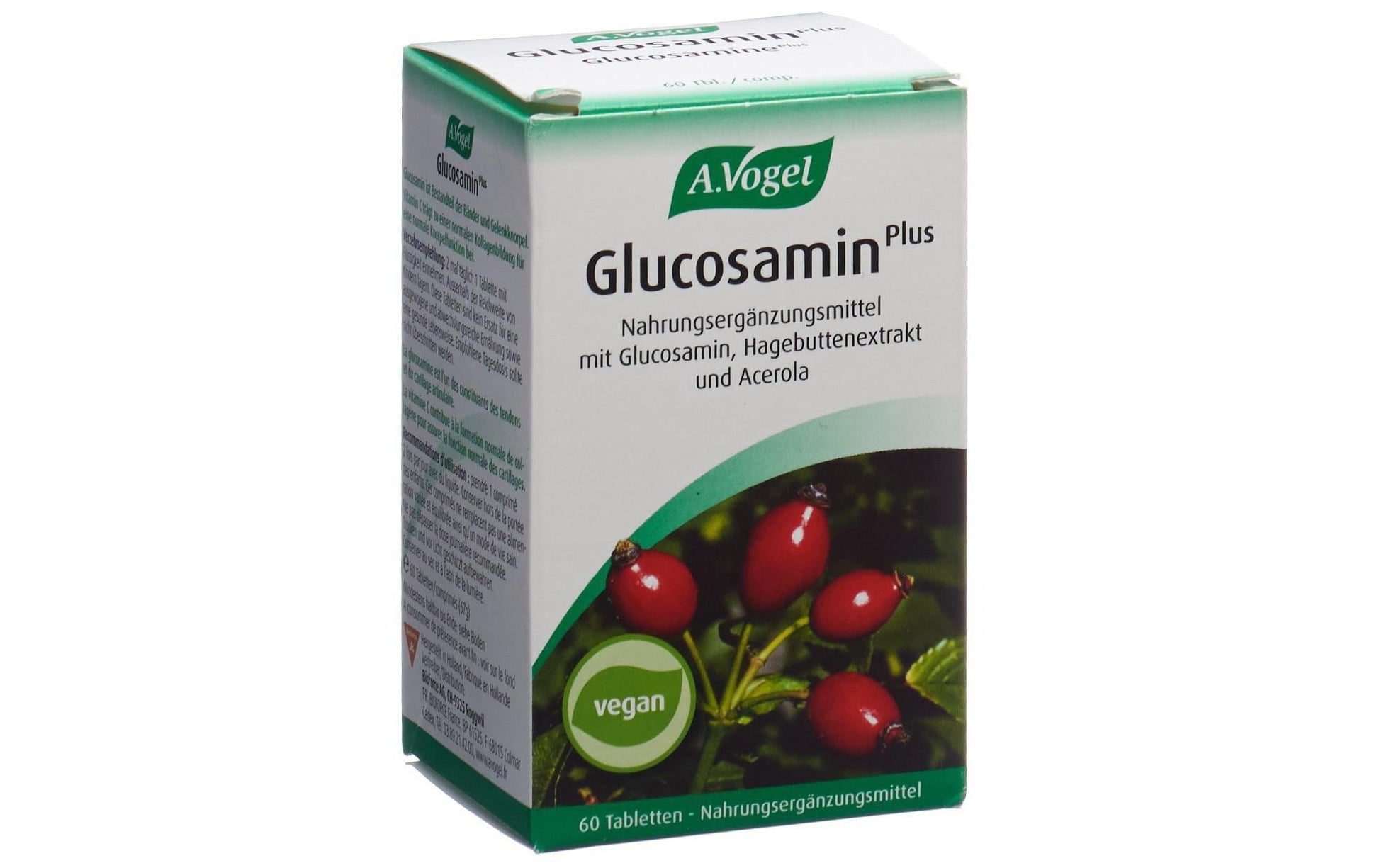 A.Vogel Glucosamin Plus Tabletten – mit Hagebuttenextrakt – glutenfrei, vegan – 60 Stück
