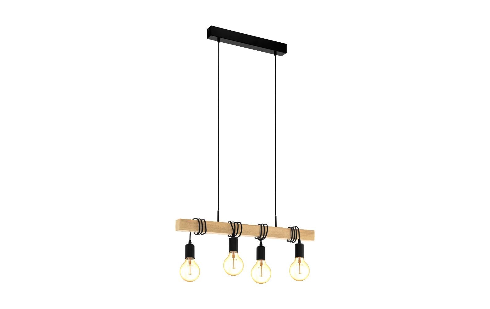 EGLO Deckenleuchte TOWNSHEND – 10,5 × 70 × 110 cm, 240 W, dimmbar, schwarz/braun, exkl. Leuchtmittel