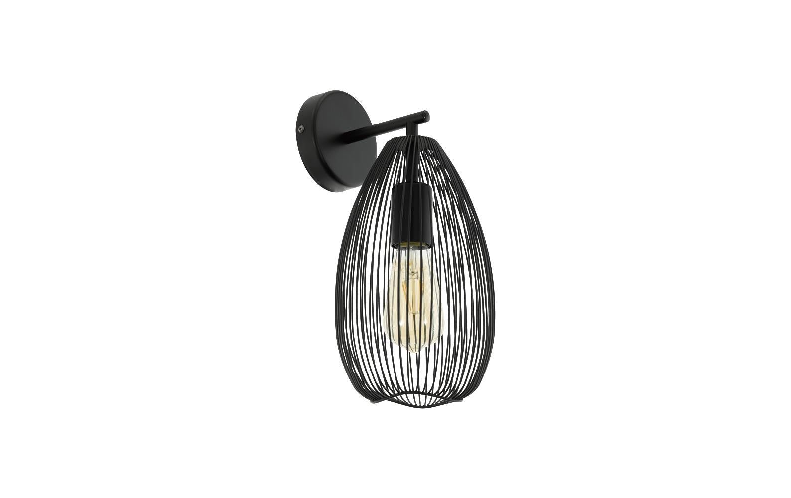 EGLO Wandleuchte CLEVEDON – 17 × 20 × 35 cm, 60 W, dimmbar, schwarz, exkl. E27