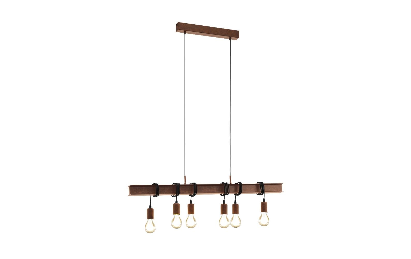 EGLO Hängeleuchte TOWNSHEND 4 – 100,5 × 7 × 110 cm, 360 W, dimmbar, braun, 6× E27, exkl. Leuchtmittel