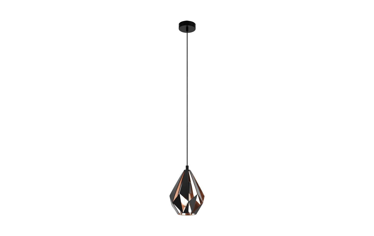 EGLO Deckenleuchte Carlton 1 – Ø 20,5 × 110 cm, 60 W, dimmbar, schwarz/kupfer, exkl. E27