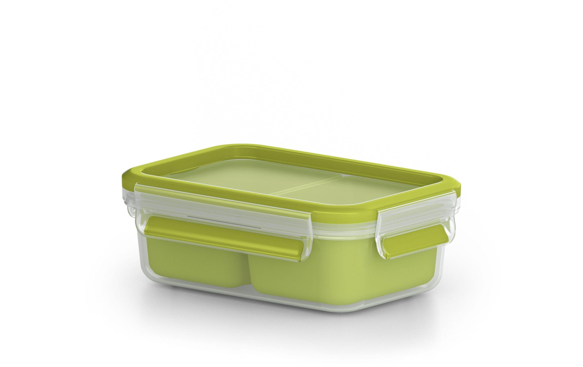 EMSA Lunchbox 550 ml, 11,3 × 16,3 × 5,8 cm, Polypropylen (PP)/TPE, transparent/grün, mit 2 Einsätzen