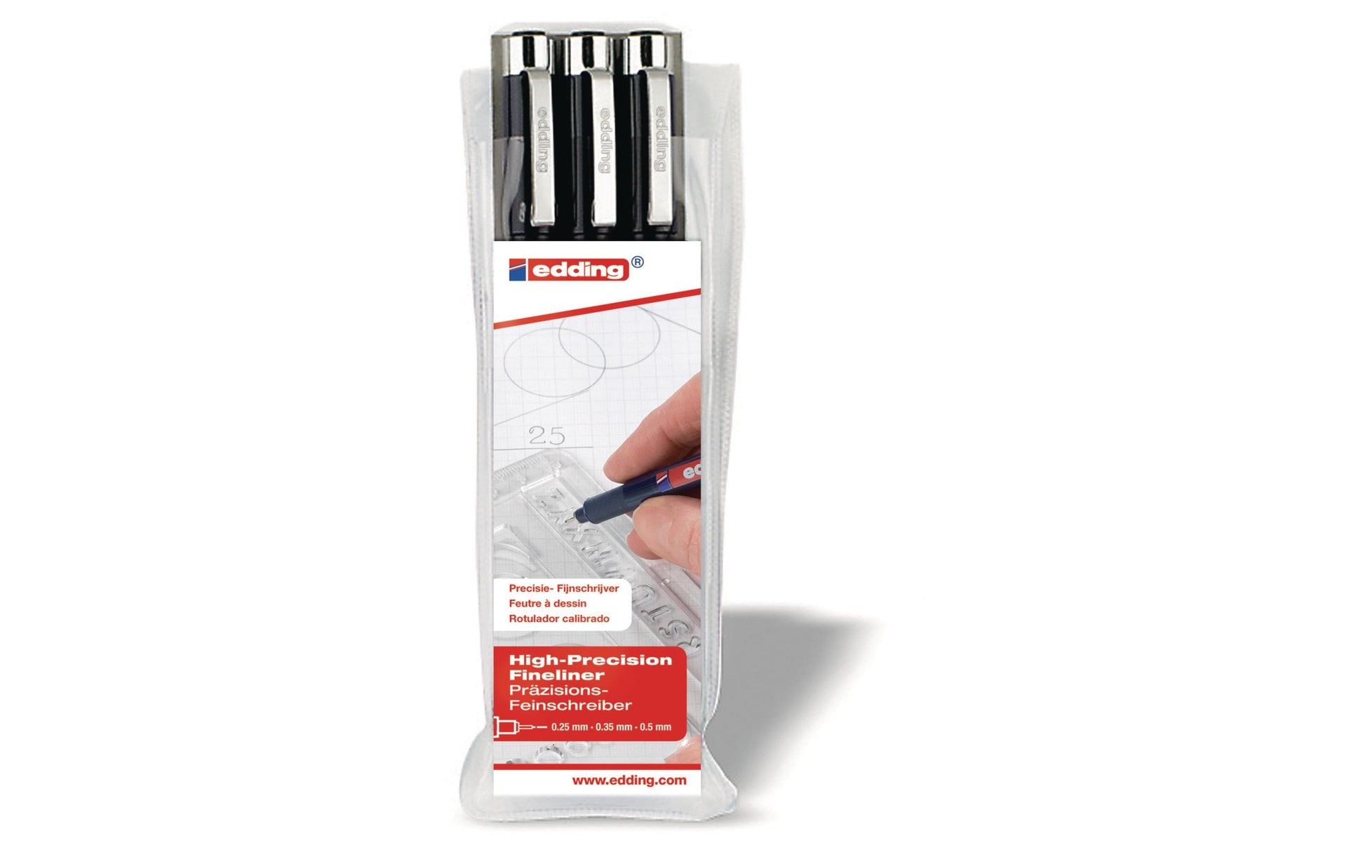 Edding Fineliner – 3er-Set – Schwarz – Wasserfest, Dokumentenecht