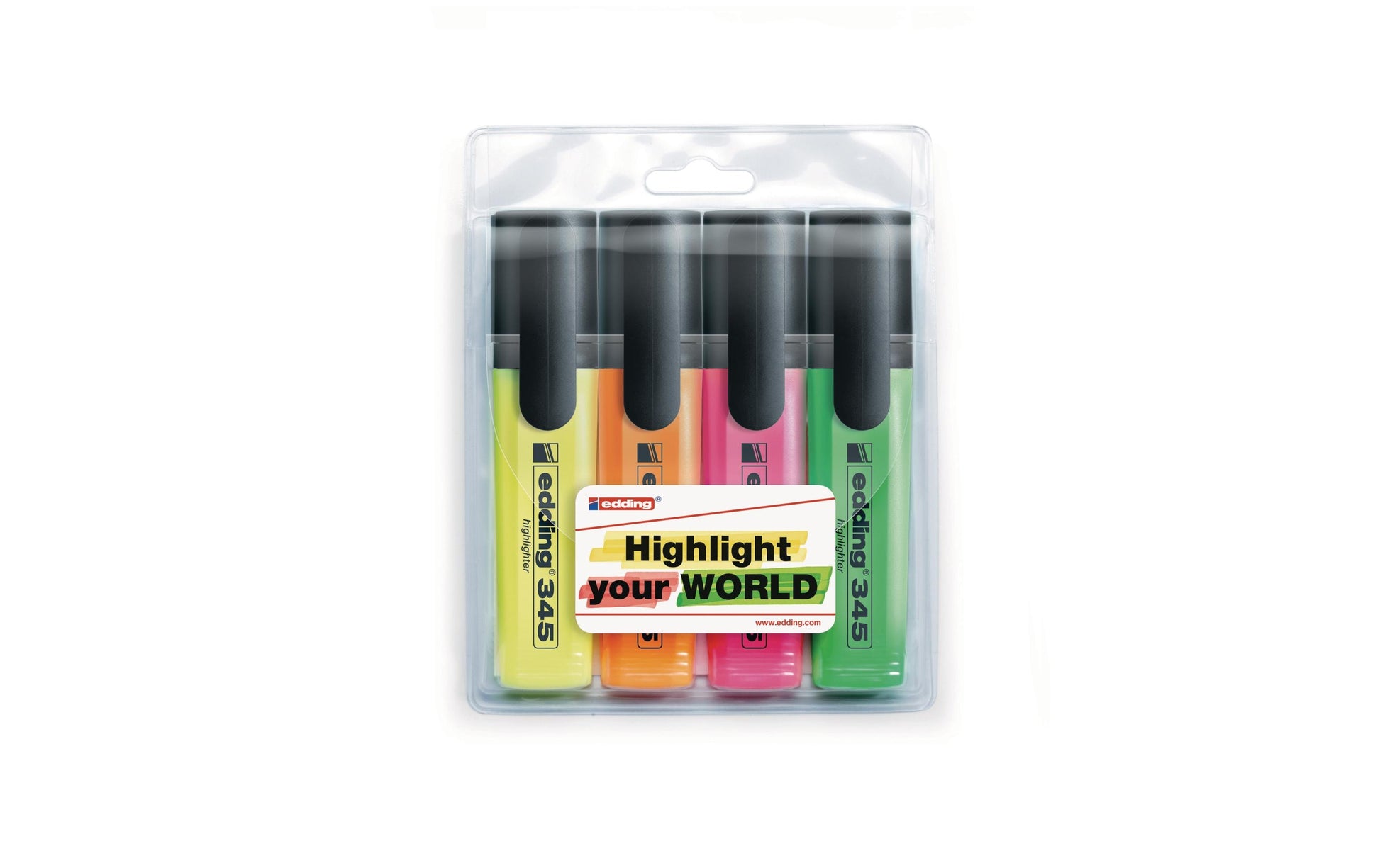 Edding Textmarker – 4er Set, Farben: Grün/Orange/Pink …, Keilspitze
