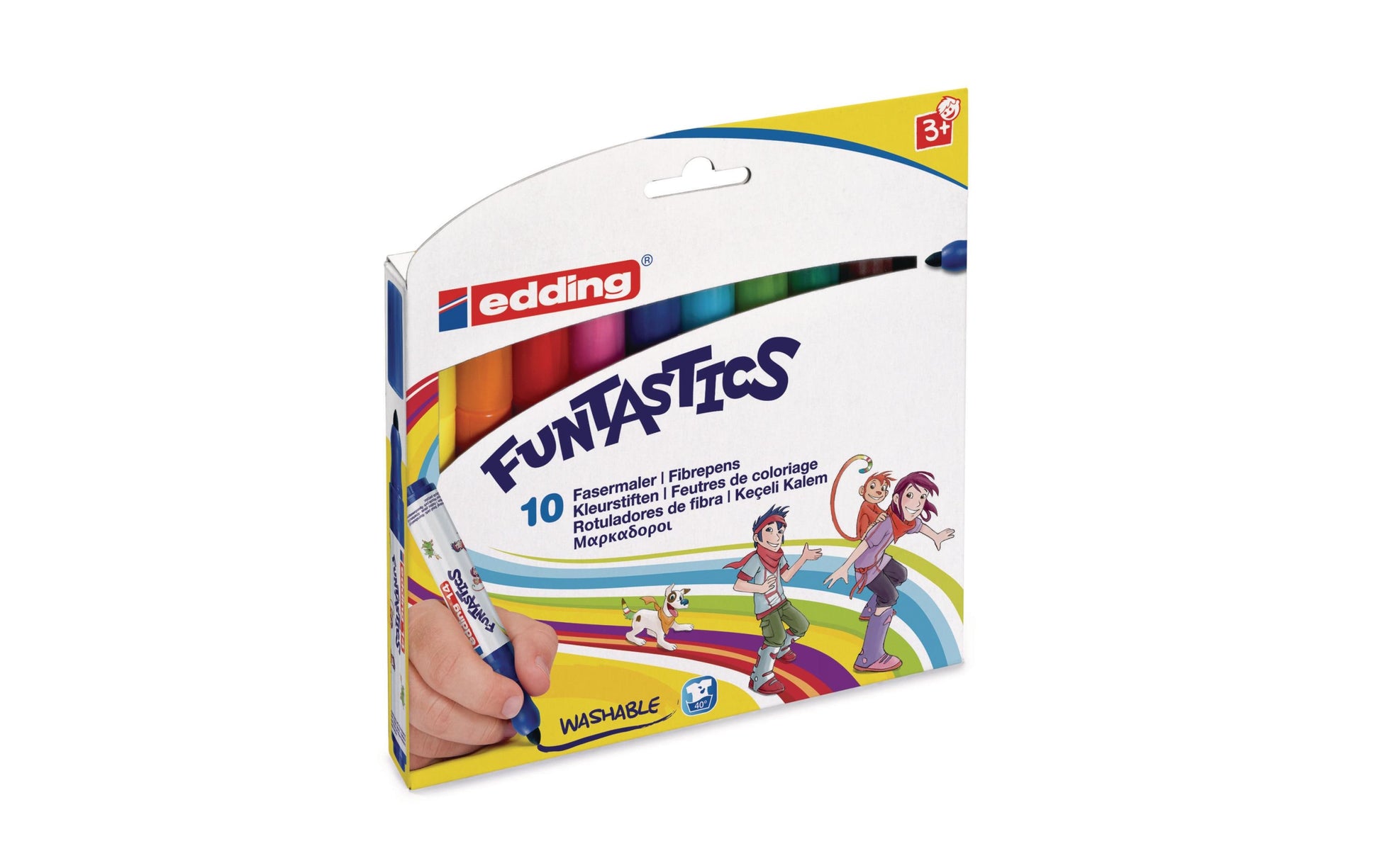 Edding Filzstifte, Strichbreite 3 mm, ab 40 °C auswaschbar, 10 Farben