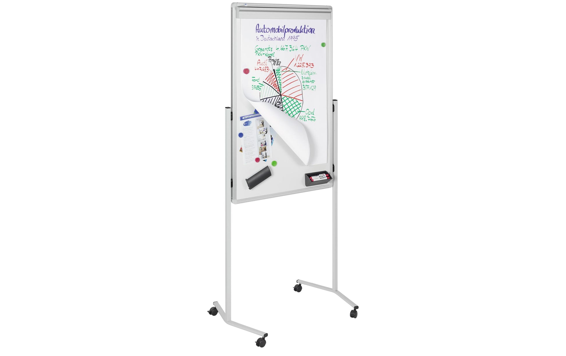 Legamaster Whiteboard – 76 × 120 cm, Emaille, magnetisch, Kunststoffrahmen, mit Ständer