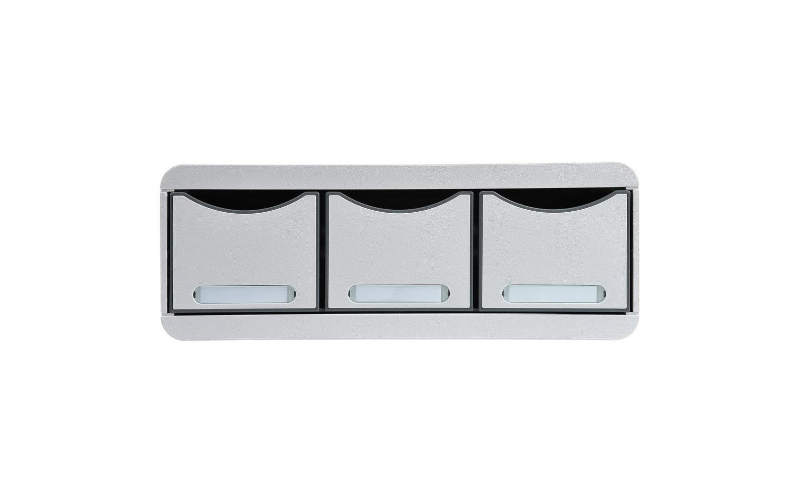 Exacompta TOOLBOX MAXI Schubladenelement – 3 Schubladen, für A4, Grau, B 355 × H 135 × T 270 mm