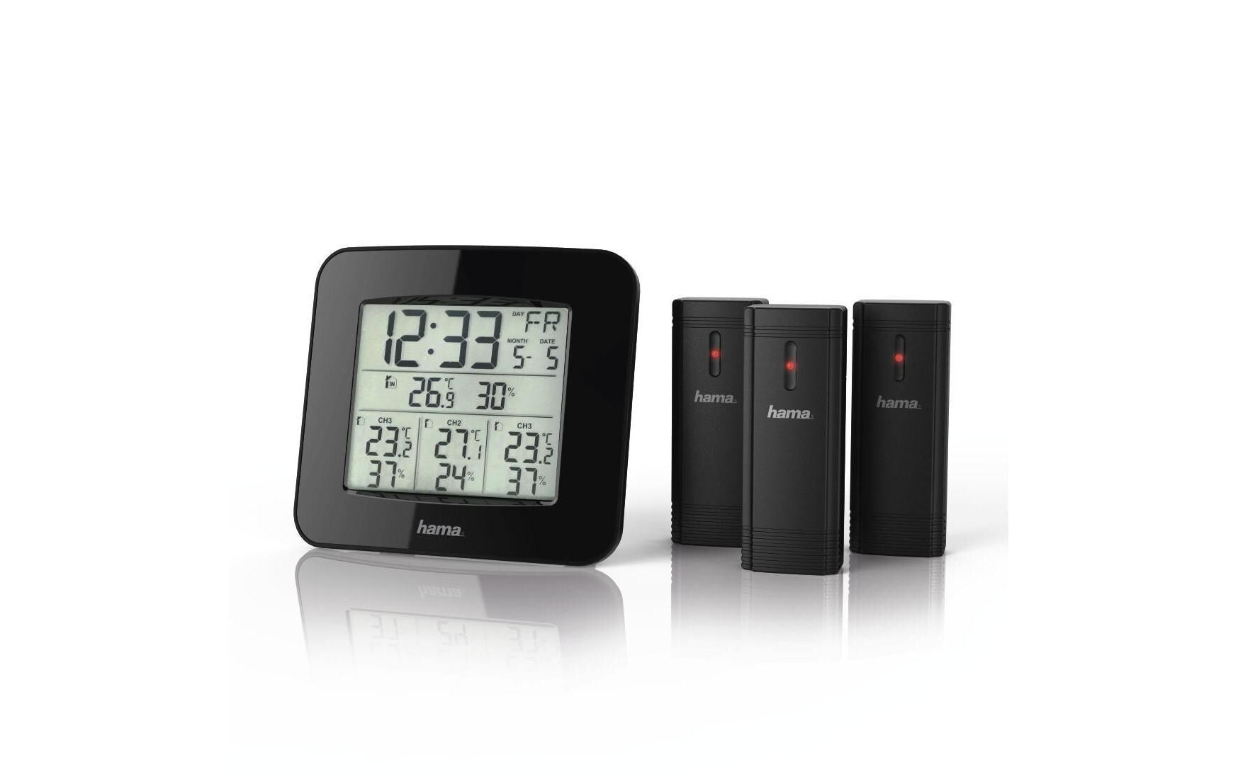 Hama EWS-Trio – Wetterstation, Aussentemperatur, inkl. 3 Sensoren – schwarz