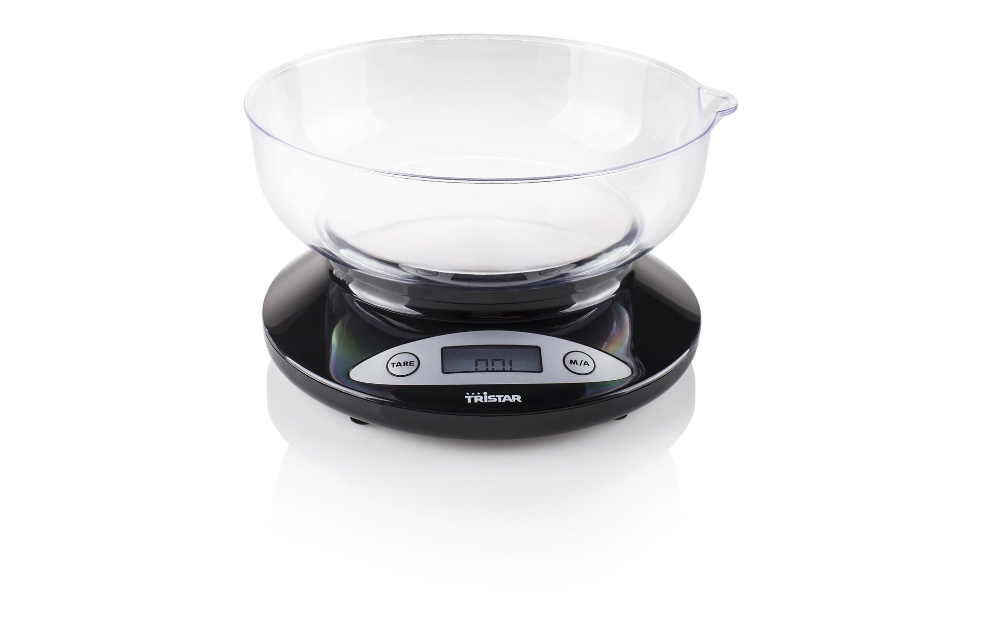 Tristar Küchenwaage – KW-2430 – bis 2 kg, 1 g Teilung, mit Schale, Kunststoff, schwarz