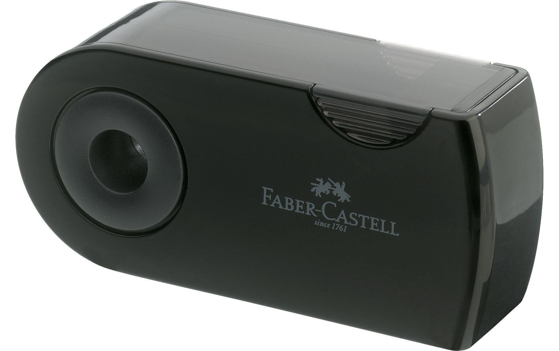 Faber-Castell Sleeve Doppel-Spitzdose – für Blei- und Farbstifte – Schwarz – mit Sicherheitsschraube