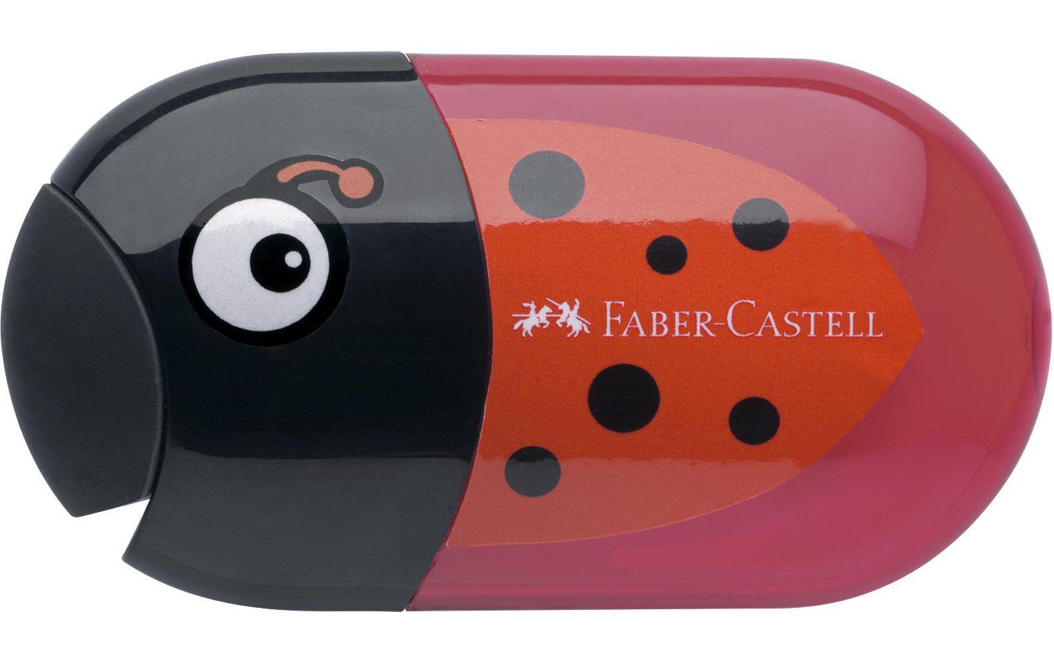 Faber-Castell 183526 Marienkäfer Doppelspitzer – farbig sortiert – mit Radierer