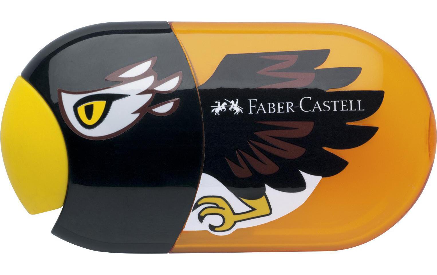 Faber-Castell 183527 Adler Doppel-Spitzdose – für Blei- und Farbstifte – farbig sortiert – mit Radierer