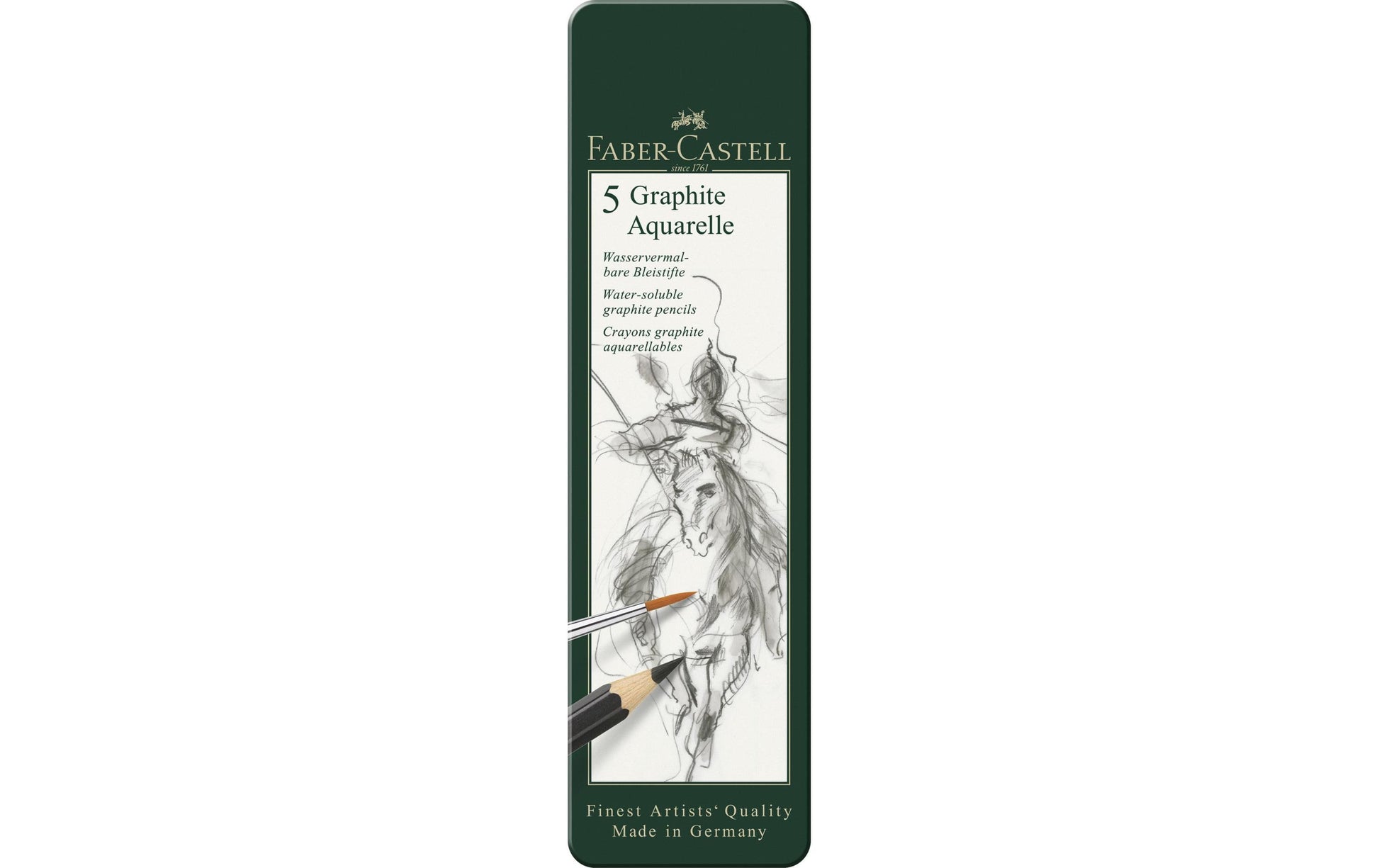 Faber-Castell Graphite Aquarelle Graphit-Set, Jumbo, Metalletui – 5-teilig