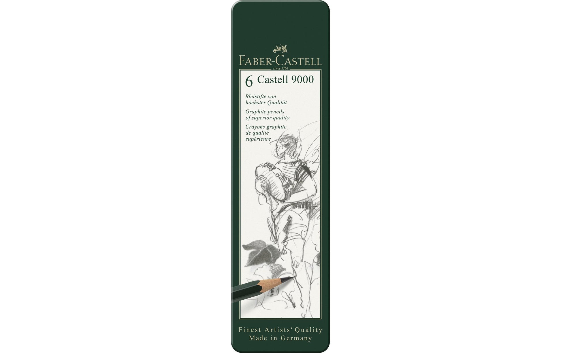 Faber-Castell Castell 9000 Graphit-Set, 8B–HB, Metalletui – 6-teilig