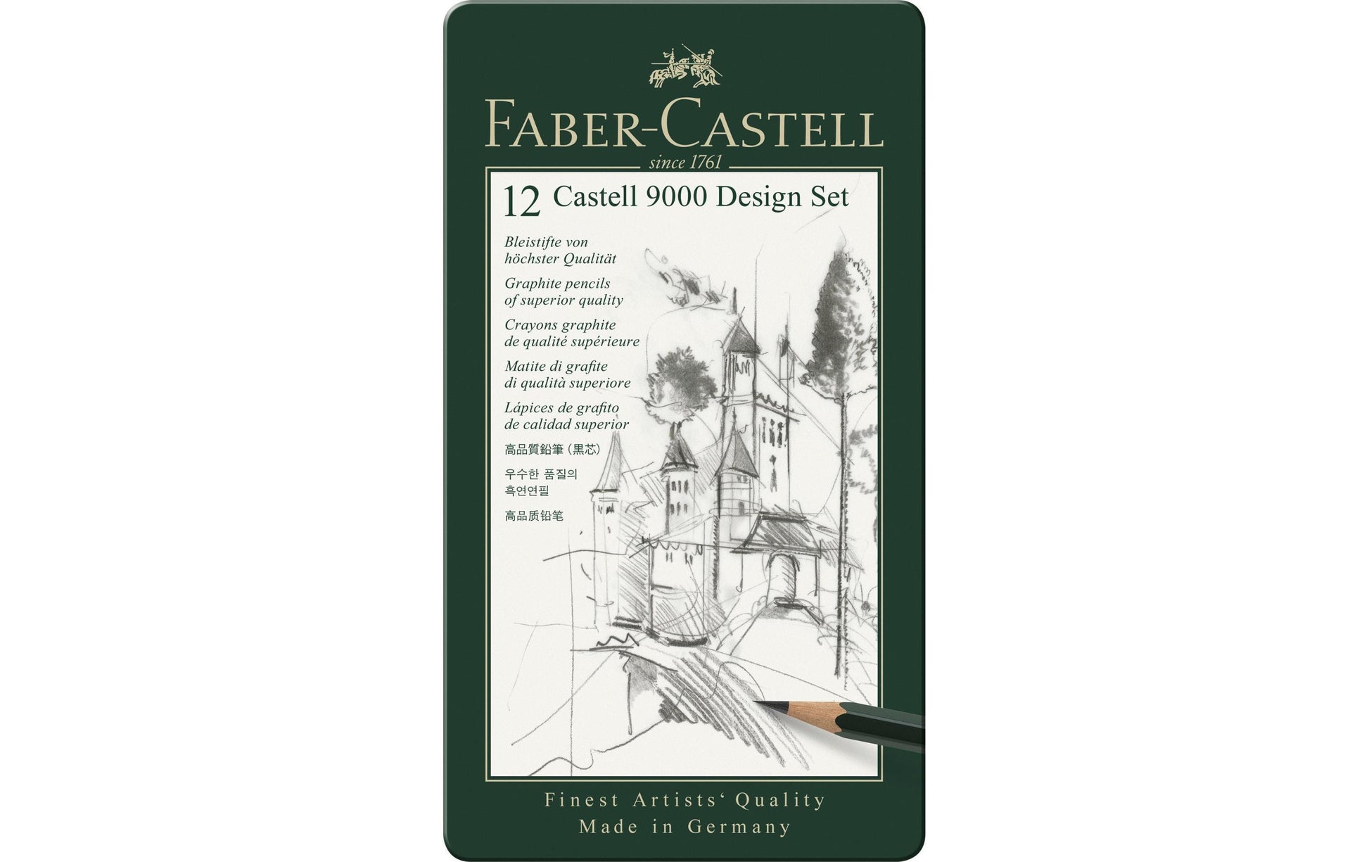 Faber-Castell CASTELL 9000 Bleistifte, Metalletui – 12er-Set