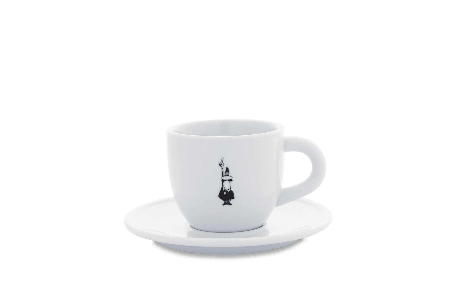 Bialetti Cappuccinotasse Omin – 240 ml, Ø 6 cm, Porzellan, Weiss, mit Untertasse