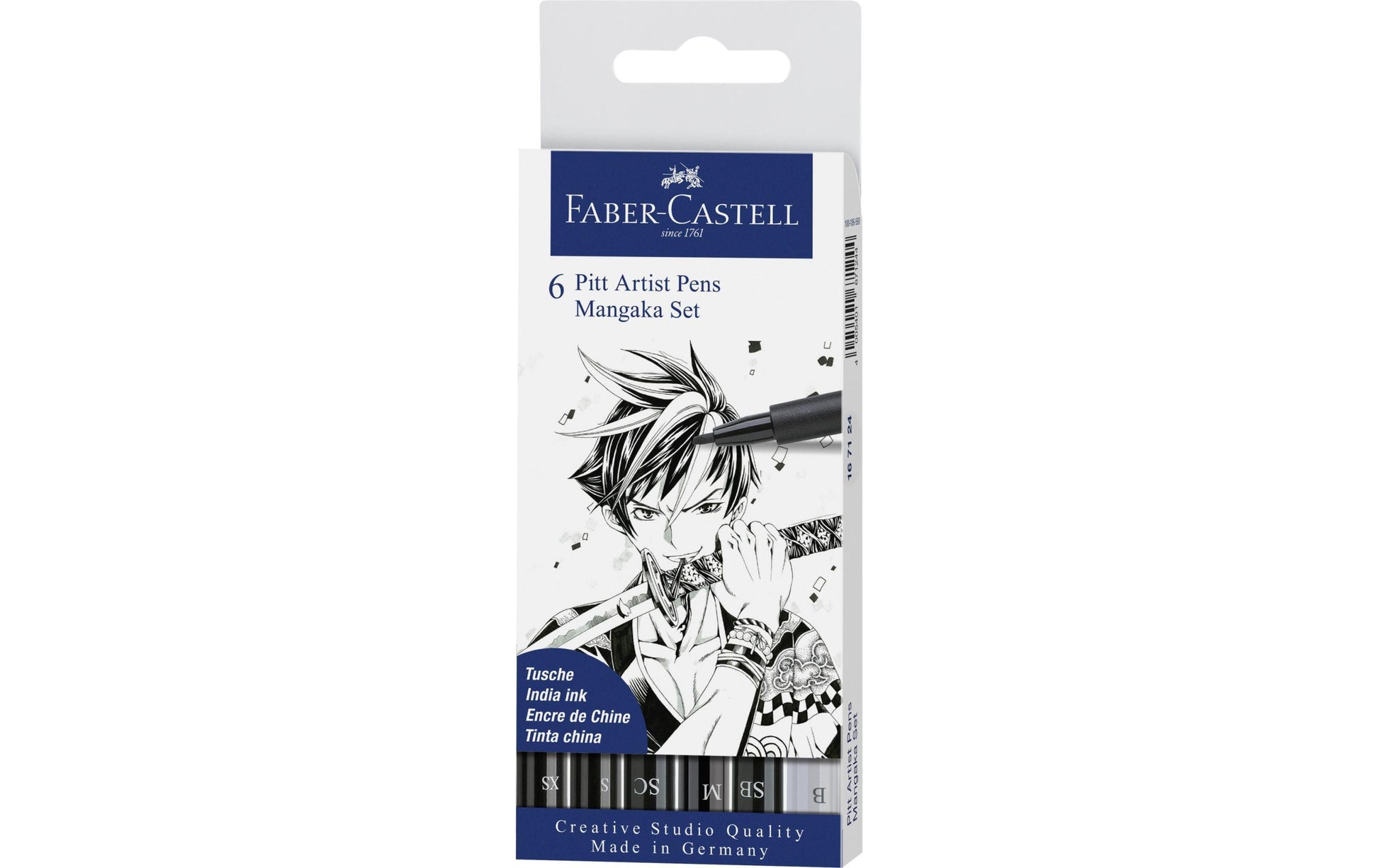 Faber-Castell Tuschestifte, Strichbreite 0,1, 0,3, 0,7 mm, wasserfest, 6 Stk.
