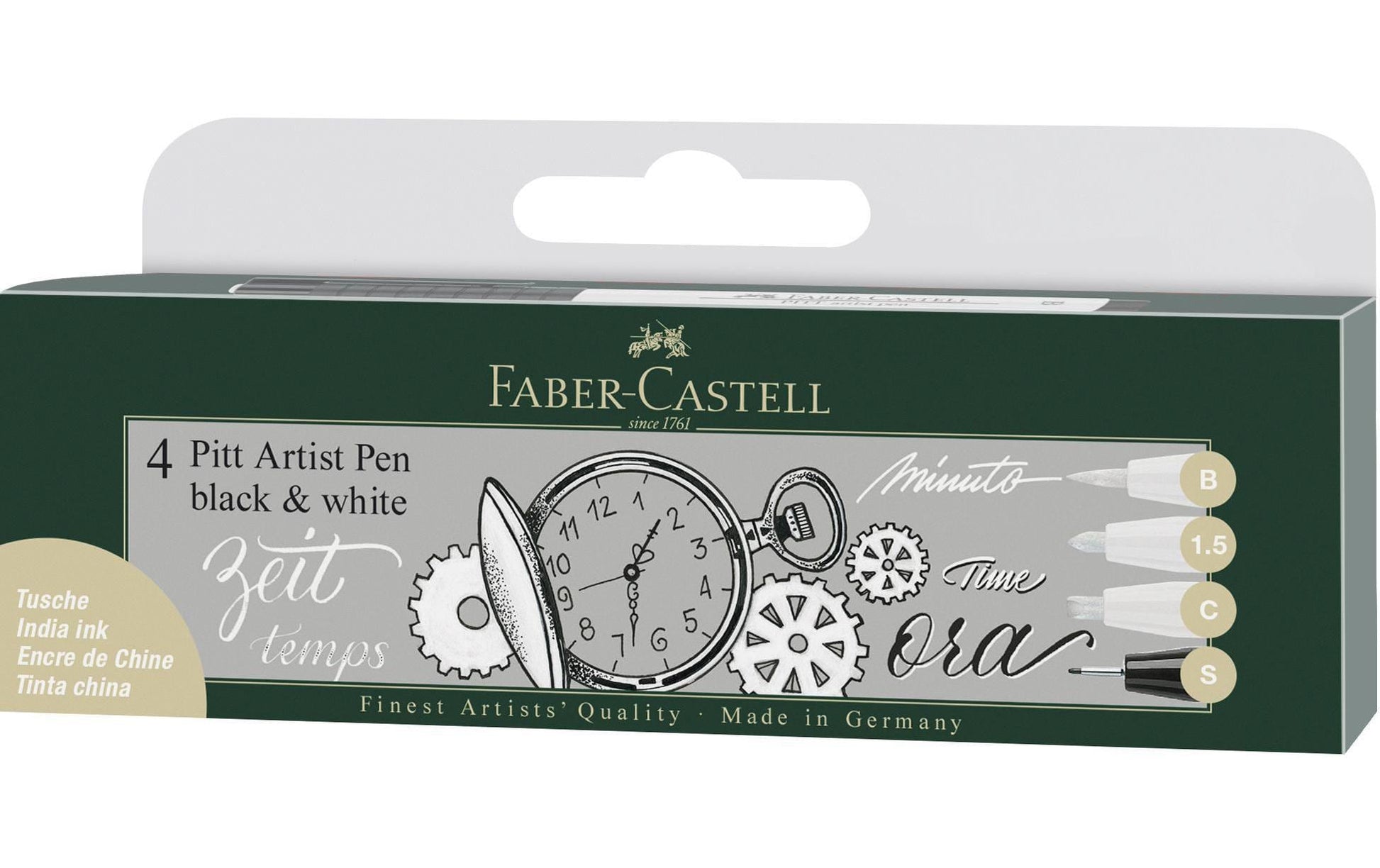 Faber-Castell PITT artist pen Pigment Marker – pigmentiert, wasserfest, permanent, schwarz, weiss