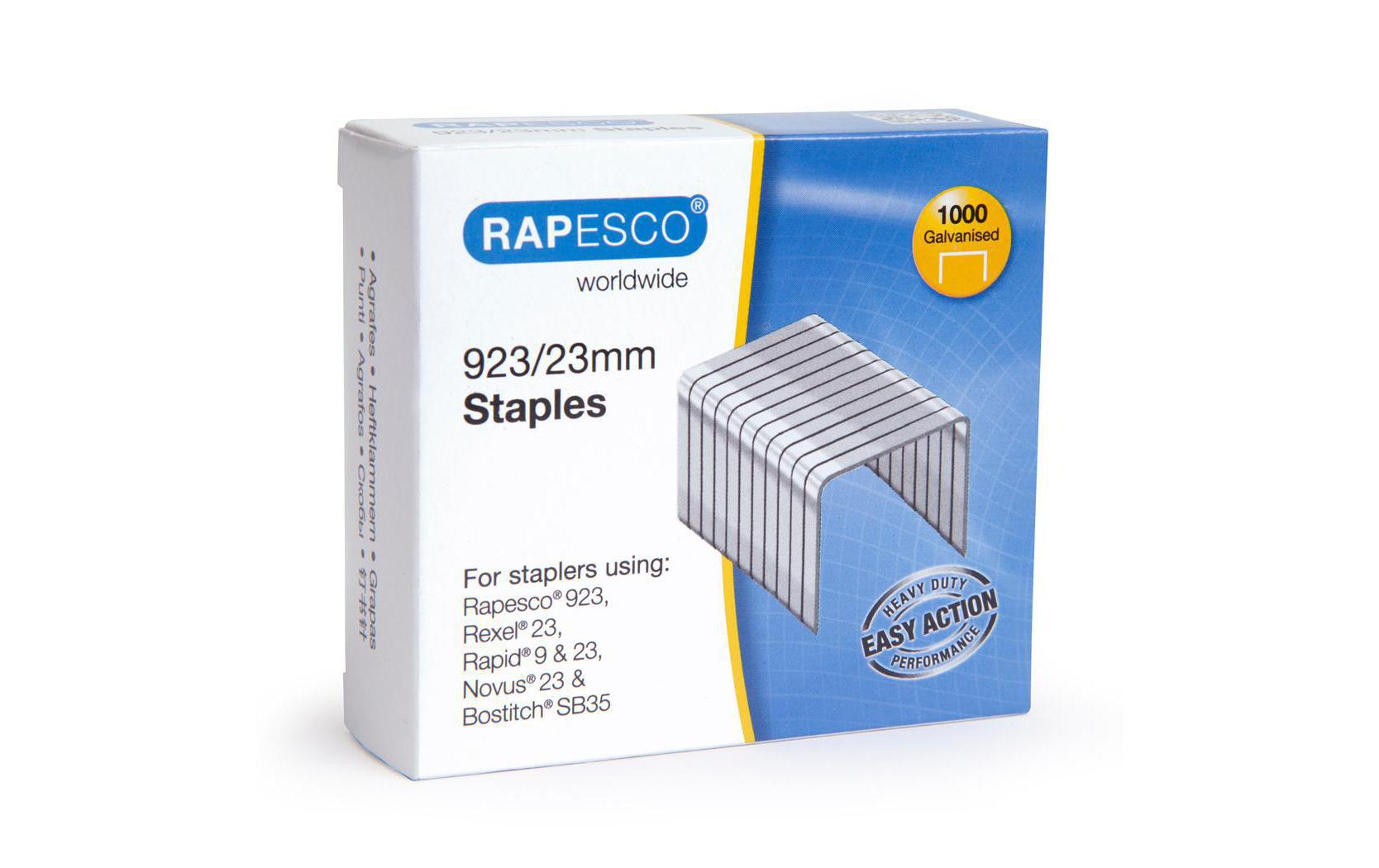 Rapesco Heftklammern – 23 mm, 1'000 Stück, verzinkt – für Rapid, Novus, Rexel (Auswahl)