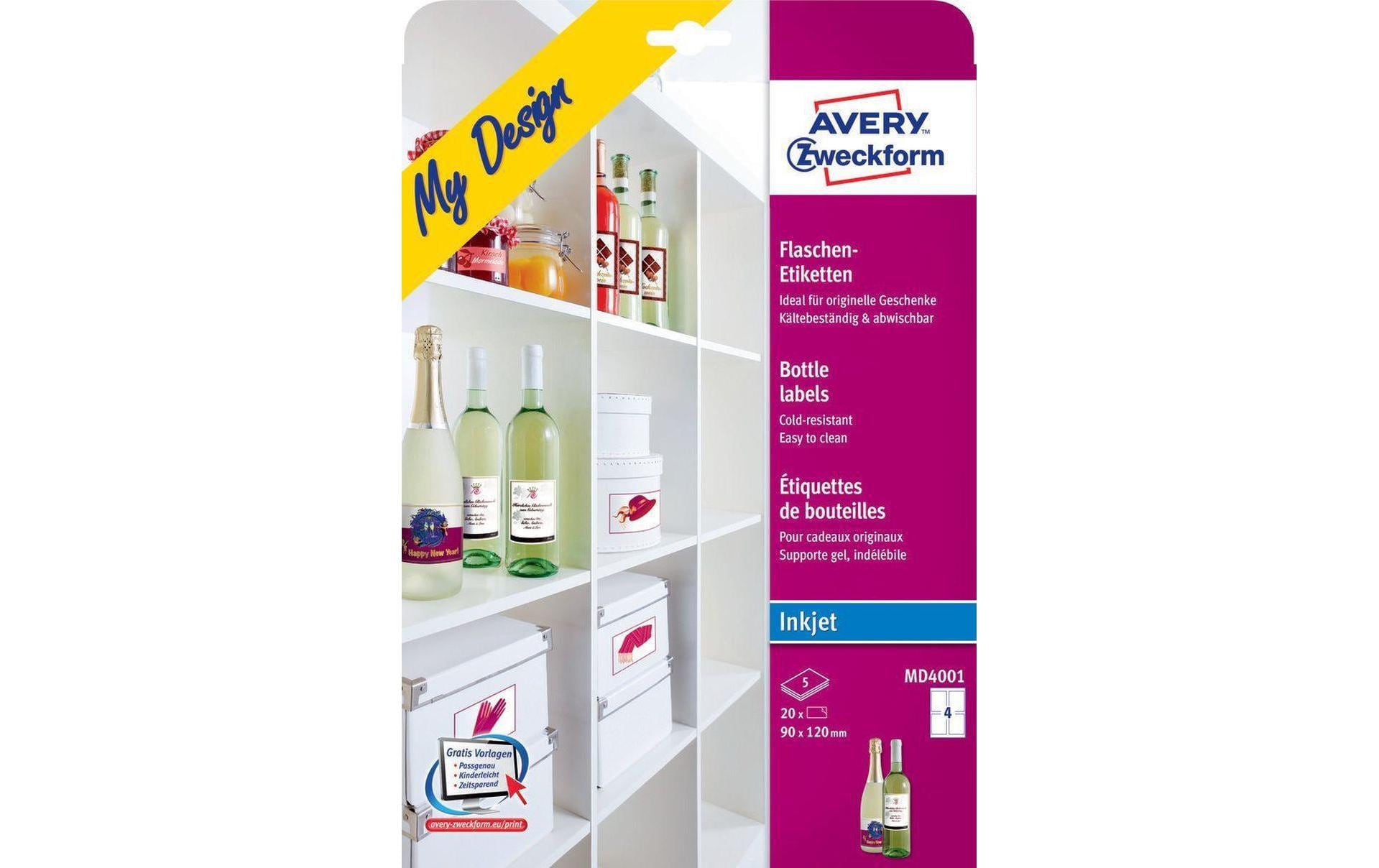 Avery Drucketiketten, 90 mm × 120 mm, weiss, Papier, permanent, 20 Etiketten (5 Blatt)
