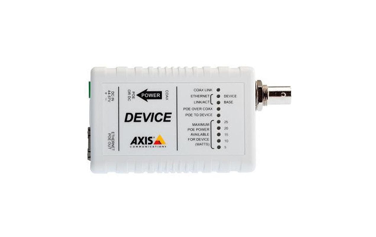 Axis T8642 Medienkonverter BNC zu RJ-45 – PoE/PoE+ (IEEE 802.3af/802.3at), 1× RJ-45