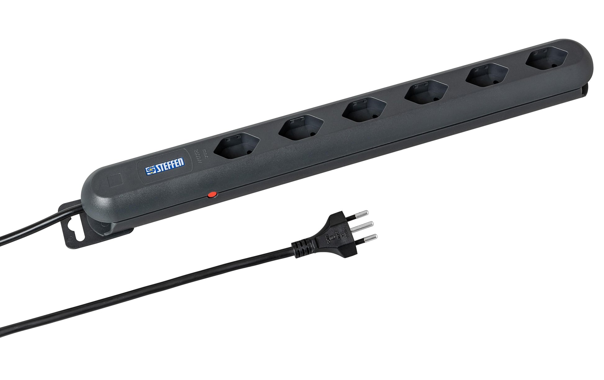 Steffen STEBA LINEA PLUS Steckdosenleiste, 6×T13, ohne Schalter, 3 m, Eingang T13 – schwarz