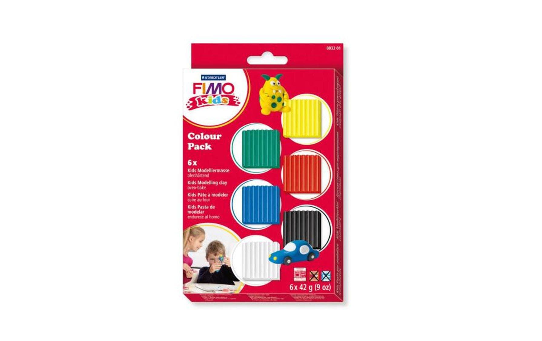 Staedtler FIMO kids Basic – Knete-/Modelliermasse-Set – 6 × 42 g – ofenhärtend – ab 5 Jahren