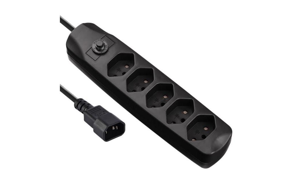 Furber. Steckdosenleiste – IEC C14–5× T13, 2 m, ohne Schalter, schwarz