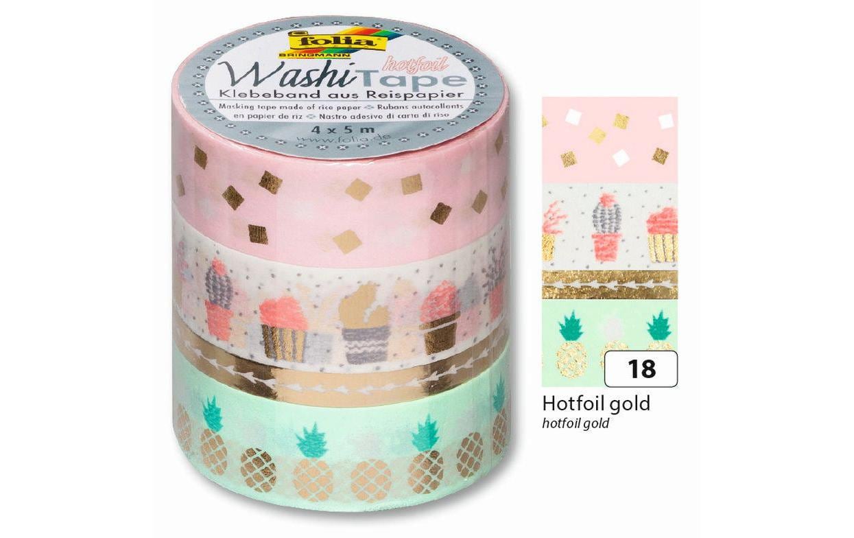 Folia Washi Tape Set mit Heissfolie, selbstklebend – sortiert – 4 Rollen