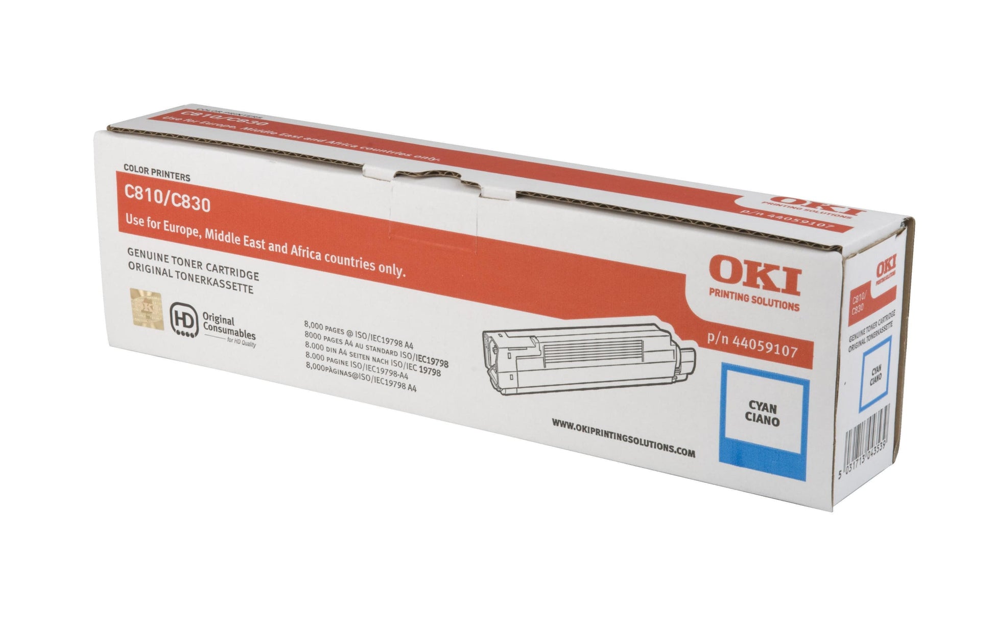 OKI Toner – cyan, 8000 Seiten – für Farb-Laserdrucker/Multifunktionsgeräte