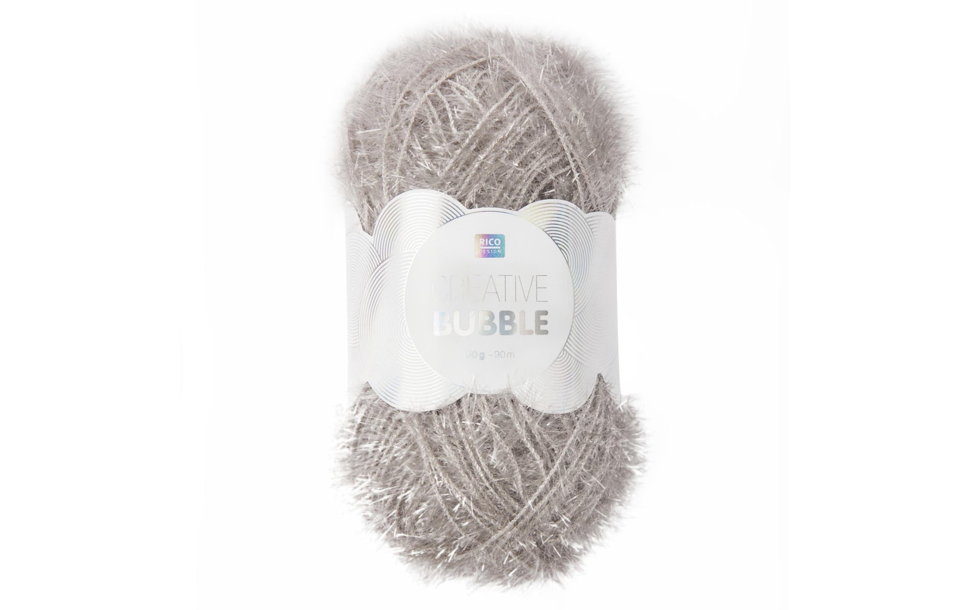 Rico Design Creative Bubble Garn Silber – 50 g, 90 m, Nadel 4 mm, 100% Polyester, 1 Stk.
