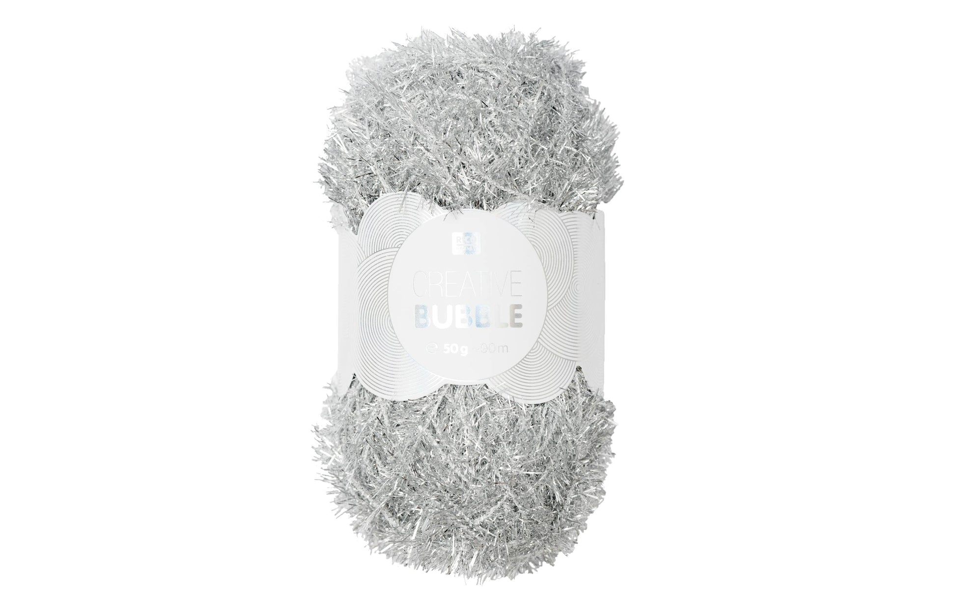 Rico Design Creative Bubble Garn Metallic Silber – 50 g, 90 m, 100% Polyester, Nadel 4 mm, 1 Stk.
