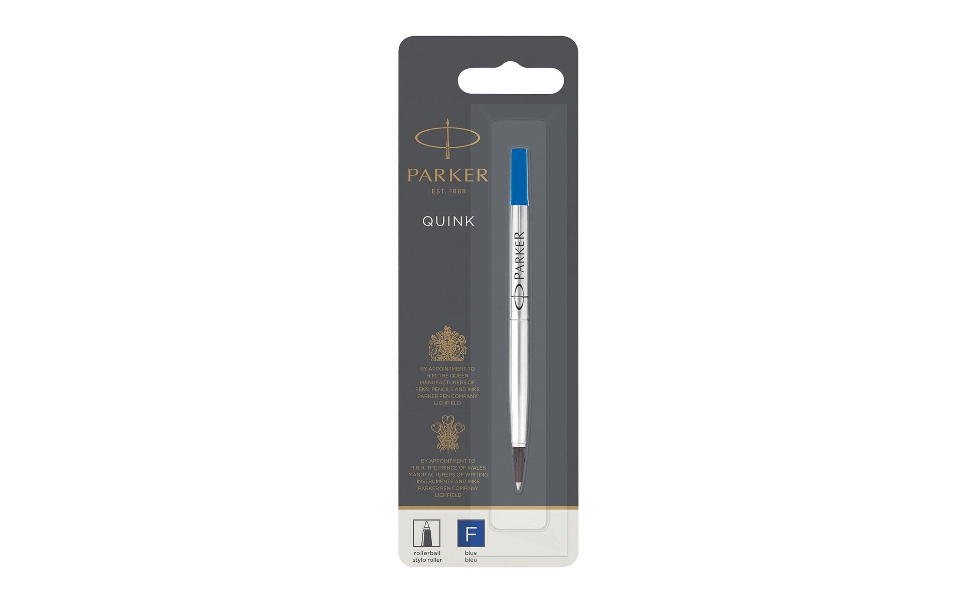 Parker Quink Rollerpatrone für Parker Rollerball-Schreibgeräte – Blau, 0,5 mm, geruchsarm, 1 Stück