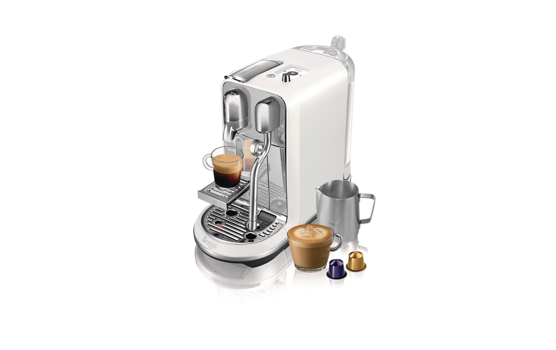 Sage Creatista Plus SNE800SST2QEU1 Kapselmaschine – für Nespresso, 1,5 l, Edelstahl/Weiss