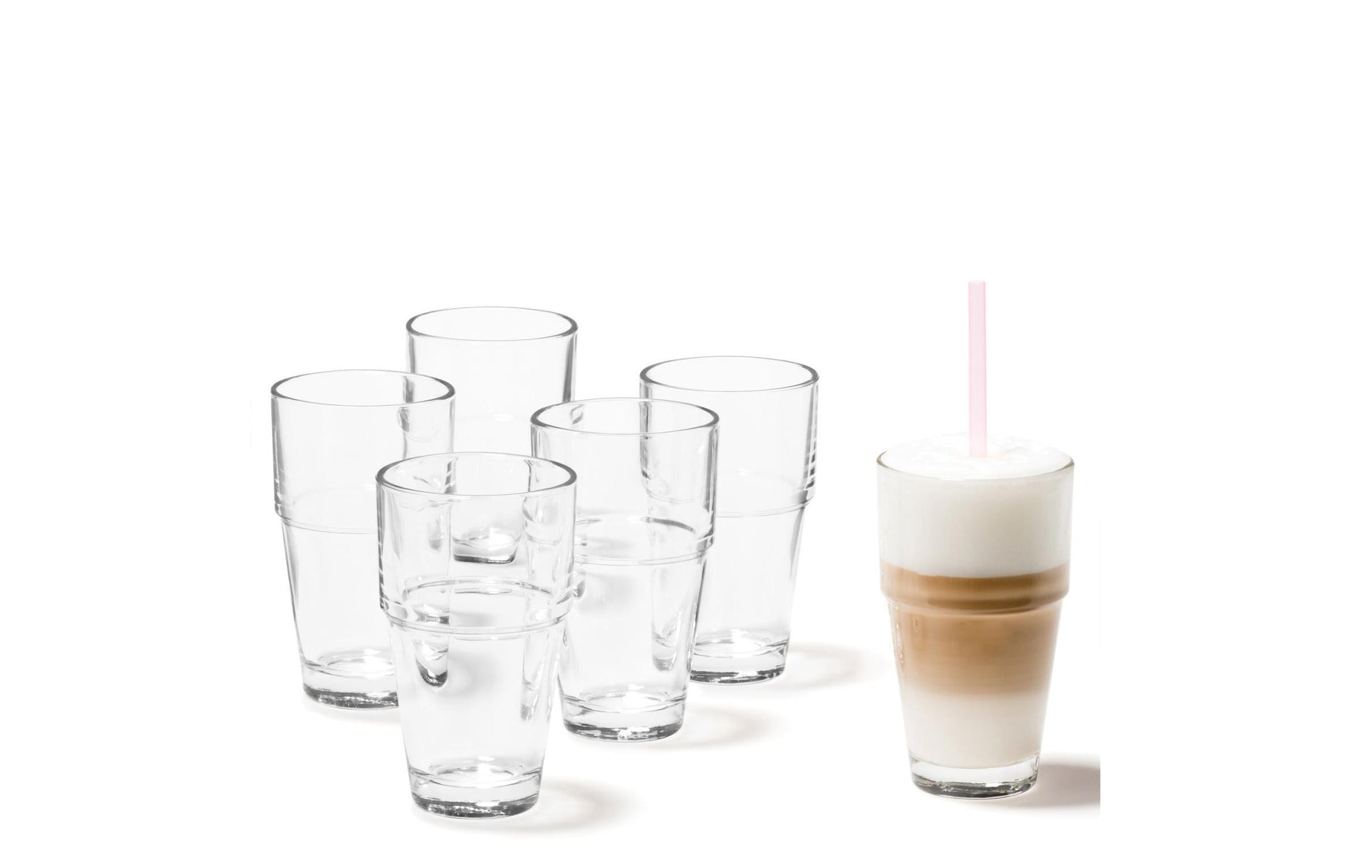 LEONARDO Latte Macchiato Glas – 0,37 l, Kalk-Natron-Glas, Transparent, Spülmaschinenfest, Stapelbar, 6 Stück
