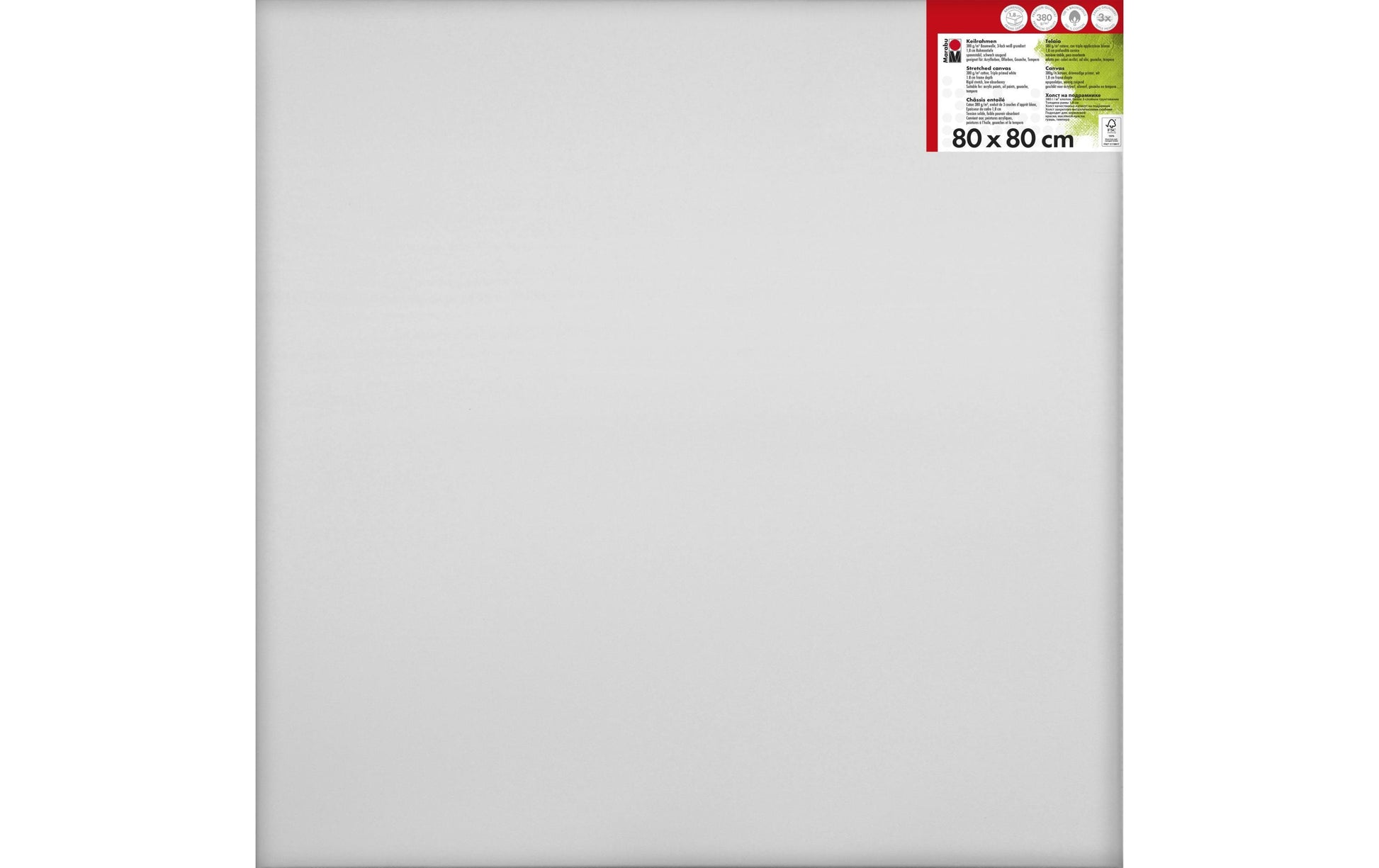 Marabu Vorgespannte Leinwand, FSC-Holz, 80 × 80 × 1,8 cm, Weiss