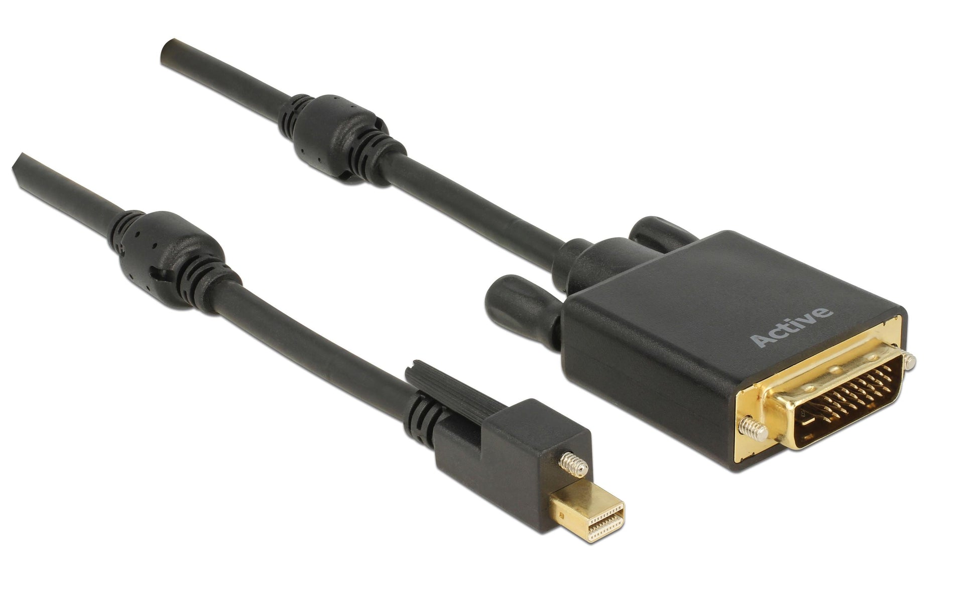 DeLOCK Mini DisplayPort auf DVI-D Kabel DP 1.2 4K 60 Hz – 1 m – aktiv, verriegelbar