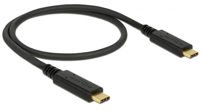 DeLOCK USB-Kabel – USB-C auf USB-C – USB 3.2 Gen 2 (10 Gbit/s) – 0,5 m – PD 100 W – Schwarz