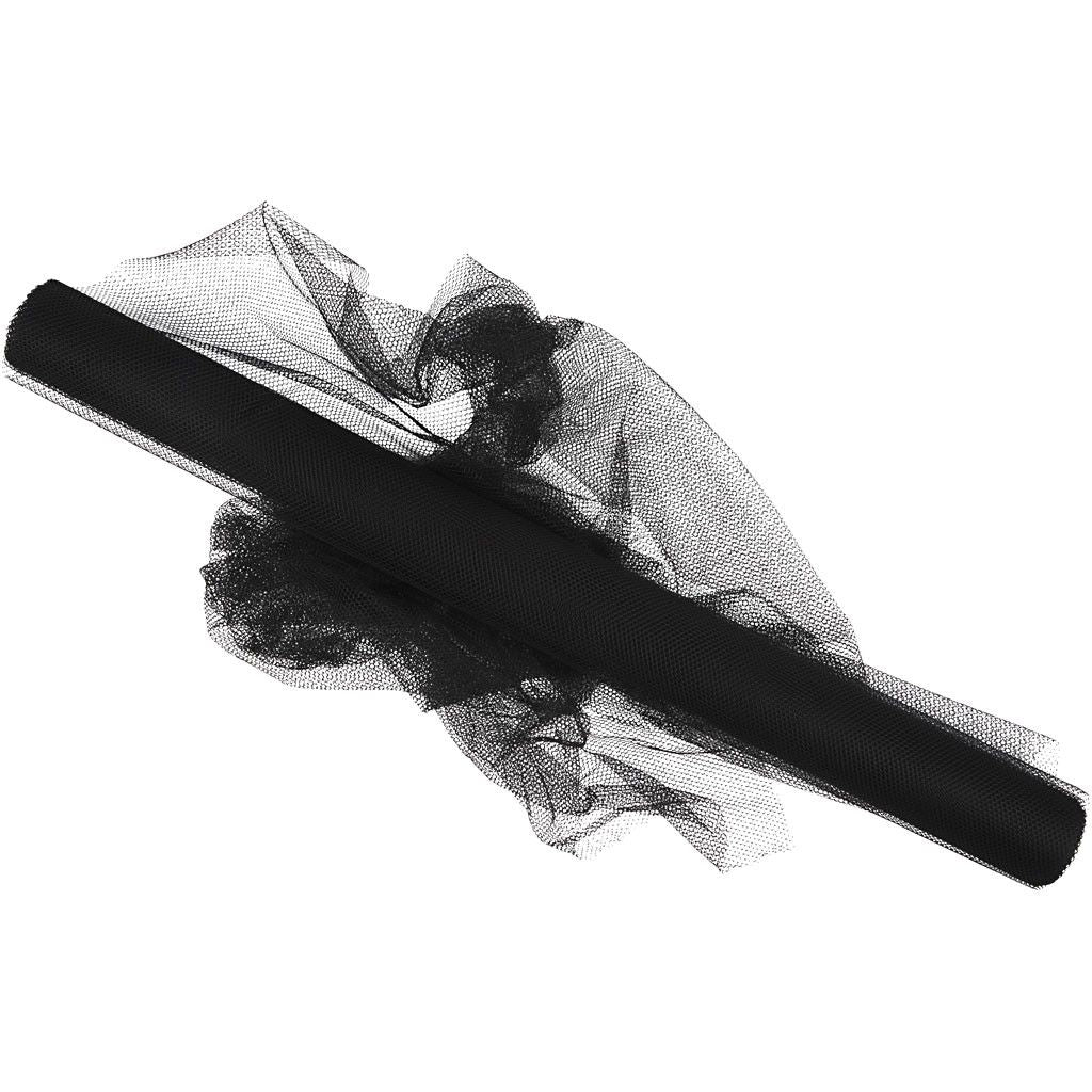 Creativ Company Dekostoff (Tüll), Polyester, Schwarz, 50 cm × 5 m, 1 Stk.