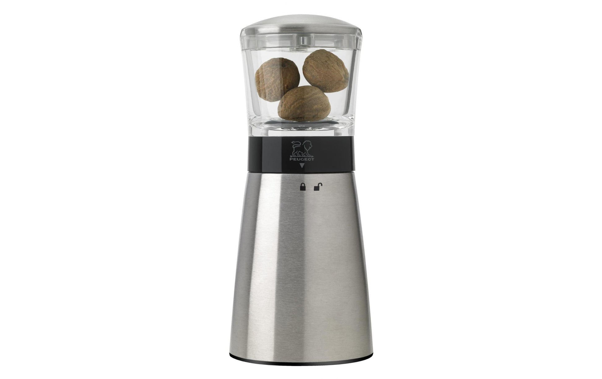Peugeot Muskatmühle Daman – für Muskatnuss – manuell – Edelstahl, Silber – 15 cm