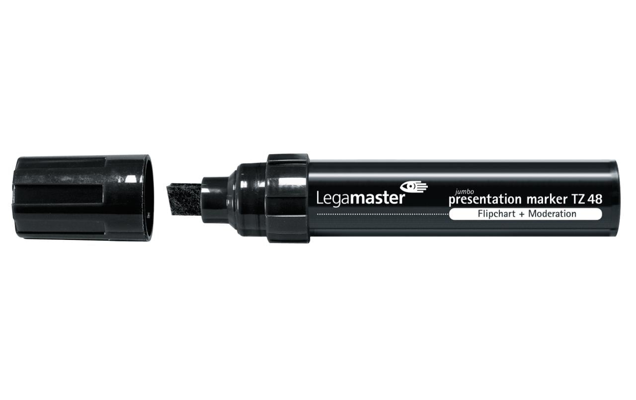 Legamaster TZ48 Flipchart-Marker – Keilspitze 4–12 mm, Schwarz, 10 Stk., Cap-Off – für Flipcharts/Papier