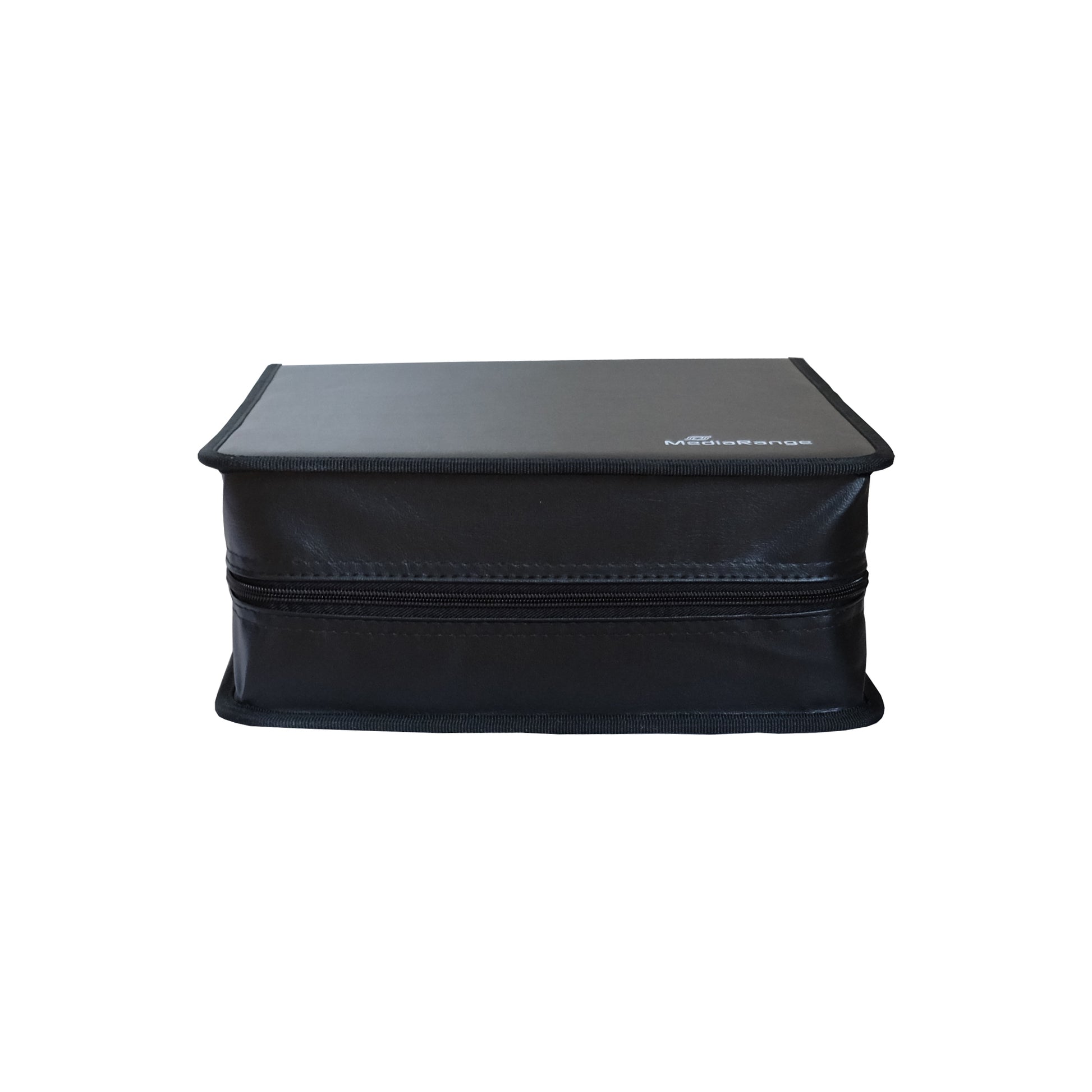 MediaRange CD-Tasche für 200 Disks – Kunstleder, Fleece, Schwarz, mit Reissverschluss und Griff