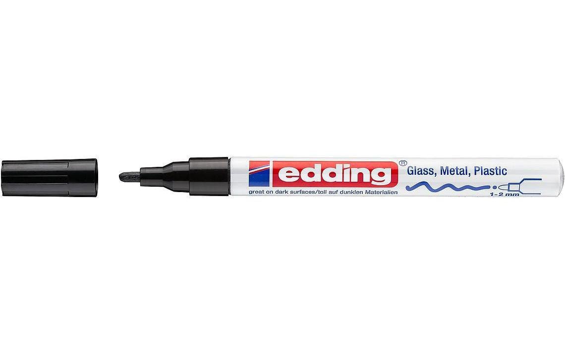 Edding 751 Lackmarker – Rundspitze 1–2 mm – Schwarz – für Glas, Metall und Kunststoff